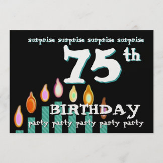 Invitación Velas Verde azuladas de cumpleaños número 75