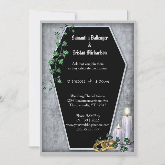 Invitación Velas y marfil Boda de Gótico moderno (Anverso)
