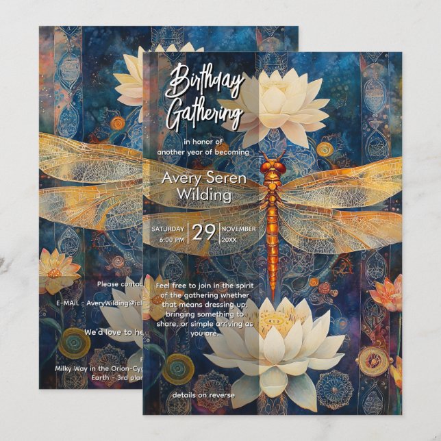 Invitación Velo de Luz | Diseño Dragonfly (Anverso / Reverso)