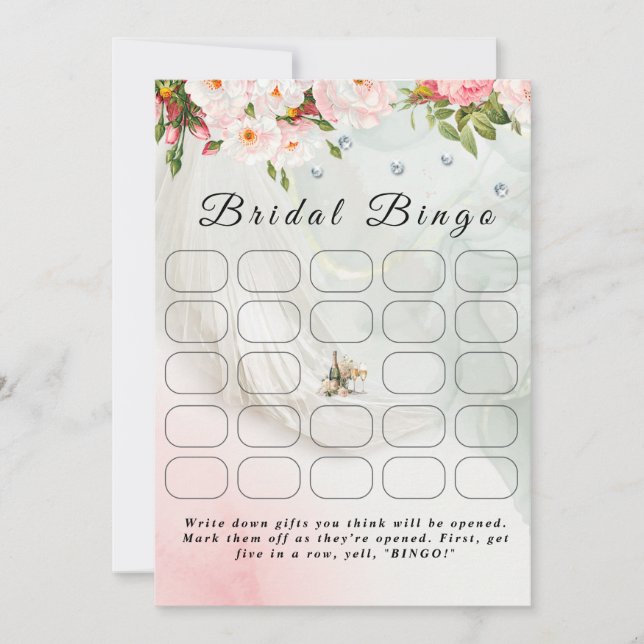 Invitación Velo de novia antes de hacer juego de Bingo de nov (Anverso)