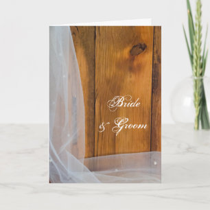Invitación Velo nupcial y boda campestre de madera de pino