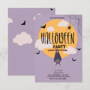 Invitación Velo violeta: Debajo de la luna amarilla Halloween