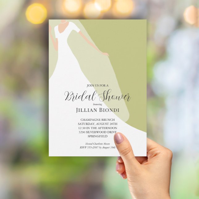 Invitación Velo y vestido en la ducha verde de novias (Subido por el creador)