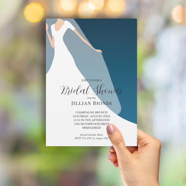 Invitación Velo y vestido en la Verde azulada ducha de novia (Subido por el creador)