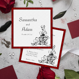Invitación Velvet escarlata y Boda de ornamentos de época