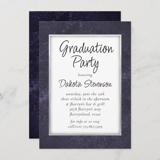 Invitación Velvet Grad | Fiesta Amethyst Purple Watercolor (Anverso / Reverso)