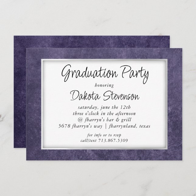 Invitación Velvet Grad | Fiesta Amethyst Purple Watercolor (Anverso / Reverso)