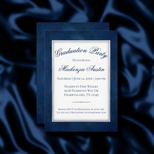 Invitación Velvet Grad | Fiesta de acuarela moderna azul mari (Subido por el creador)