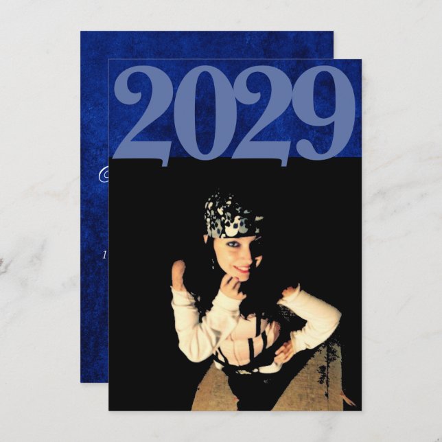 Invitación Velvet Grad | Fotografía de tono de joyas azules d (Anverso / Reverso)