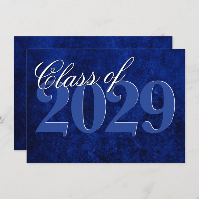 Invitación Velvet Grad | Grunge de tono de jewel azul zafiro (Anverso / Reverso)