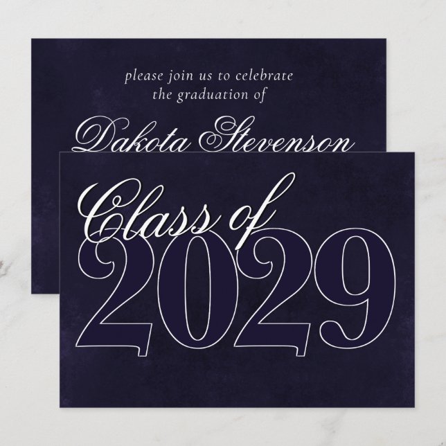 Invitación Velvet Grad | Tono de joyas índigo púrpura de medi (Anverso / Reverso)