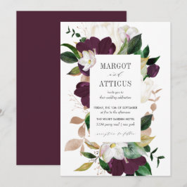 Invitación Velvet Magnolia y boda geométrico de flores de mar
