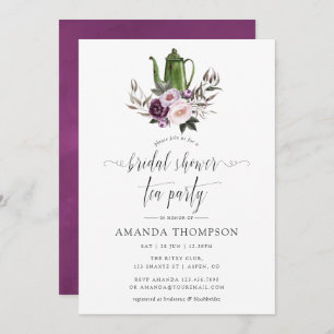 Invitación Velvet Profundo Floral Bridal Shower Tea Fiesta