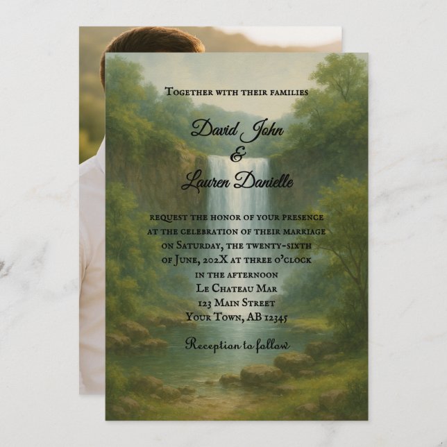 Invitación Velvet Rapids Photo Wedding Invitation (Anverso / Reverso)