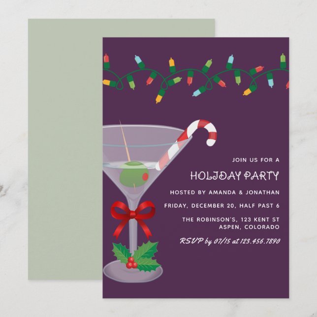 Invitación Velvet Spruce Christmas Holiday Cocktail Party (Anverso / Reverso)