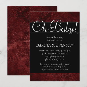 Invitación Velvety Henna Damask   Crimson Red Baroque Oh Baby