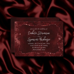 Invitación Velvety Henna Damask   Grunge con angustia roja