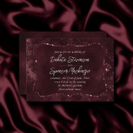 Invitación Velvety Wine Damask | Bordeaux Sangria Grunge Glam