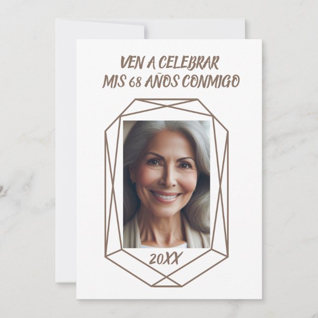 Invitación Ven a celebrar mis 68 años Fiesta de cumpleaños (Anverso)