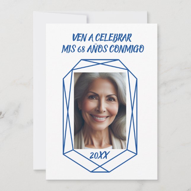 Invitación Ven a celebrar mis 68 años Fiesta de cumpleaños (Anverso)