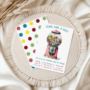 Invitación ¡Ven a divertirte! Fiesta de cumpleaños con chicle