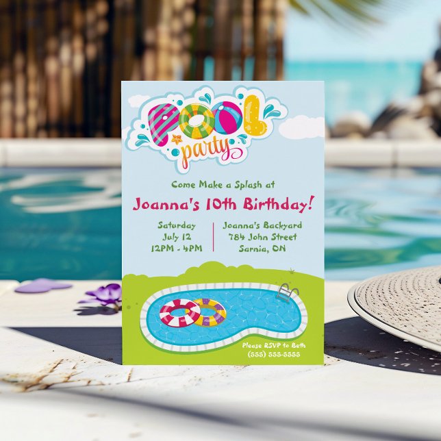Invitación ¡Ven a divertirte! Fiesta de cumpleaños en la pisc (Subido por el creador)