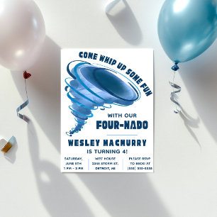 Invitación ¡Ven a divertirte! Fiesta de cumpleaños Tornado