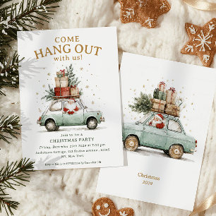 Invitación Ven a pasar el rato Santa caprichoso coche Fiesta 