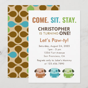 Invitación VEN A SENTARSE QUEDARSE CACHÍCULOS DE perro Fiesta