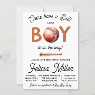 Invitación ¡Ven a tener una pelota! Baby Boy Baseball Baby Sh