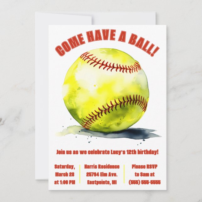 Invitación ¡Ven a tener una pelota! Fiesta de cumpleaños temá (Anverso)