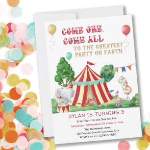 Invitación Ven a Todos el Circo Cumpleaños Temático para Niño