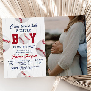 Invitación Ven A Tomar Una Foto De Baby Shower De Ball Baseba