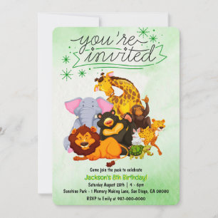 Invitación Ven A Unirte Al Fiesta De Animales Safari De Pack