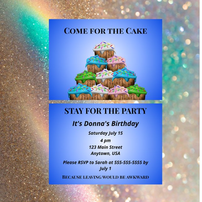 Invitación Ven por el pastel quédate porque irse es incómodo (Subido por el creador)