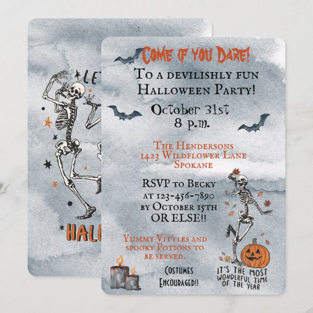 Invitación Ven Si Te Das Cuenta De La Fiesta De Halloween En  (Anverso / Reverso)
