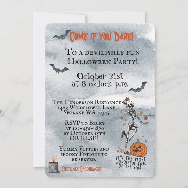 Invitación Ven Si Te Das Cuenta De La Fiesta De Halloween En  (Anverso)