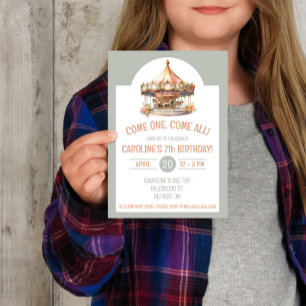 Invitación ¡Ven Uno, Ven Todos! Partido de Cumpleaños Circus