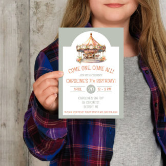 Invitación ¡Ven Uno, Ven Todos! Partido de Cumpleaños Circus 