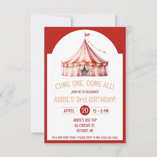 Invitación ¡Ven Uno, Ven Todos! Partido del Cumpleaños de la  (Anverso)