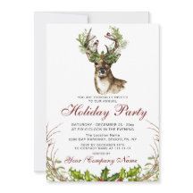 Venado acuarela, fiesta de feriado de Birly Holly 