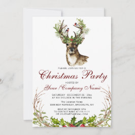 Invitación Venado acuarela, Fiesta de Navidades Birly Holly B