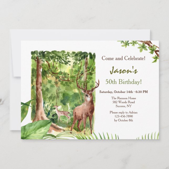 Invitación Venado en el salvaje cumpleaños (Anverso)