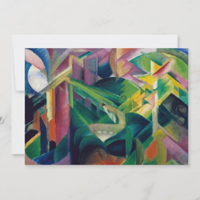 Invitación Venado en un jardín de monasterio por Franz Marc (Anverso)