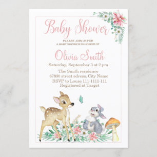Invitación Venado y amigos con ducha de bebé