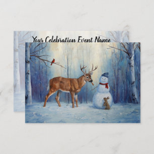 Invitación Venado y feliz invierno de Snowman