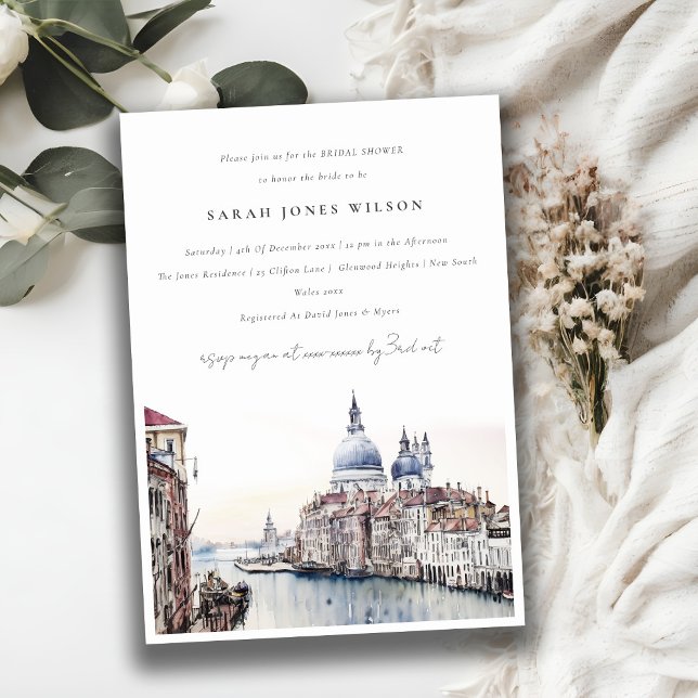 Invitación Venecia Italia Canales Agua Ducha de Novias (Subido por el creador)