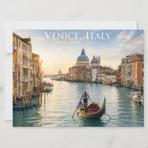Invitación Venecia Italia Gran Canal góndola Atardecer