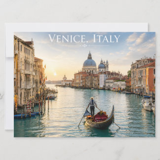 Invitación Venecia Italia Gran Canal góndola Atardecer