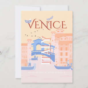 Invitación Venecia Viajes Art, Italia, Viajes Art, Retro